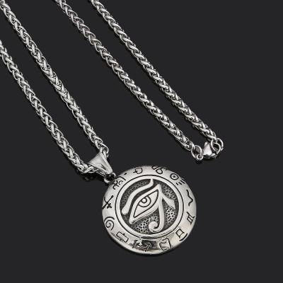 China Ancient Egyptian Stainless Steel Eye of Europe and America Hip Hop Mens Amulet Protector Coptic Jewelry of Horus Necklace for sale