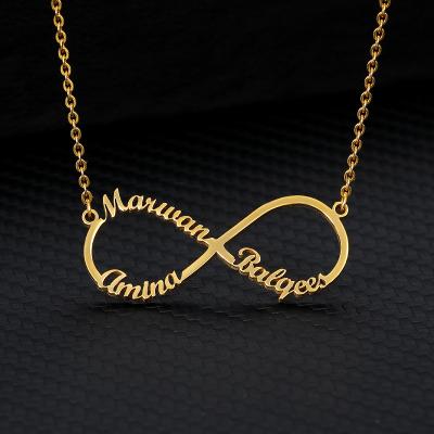 China TRENDY Personalized Gold Infinity Name Necklace With Heart Forever Love Pendant Birthday Gift for sale