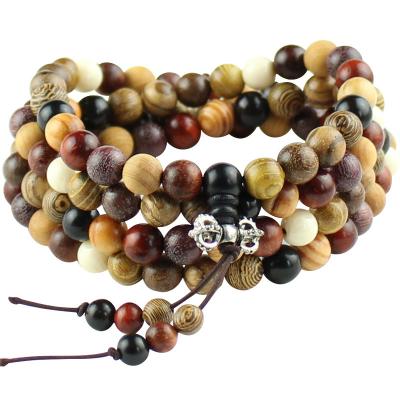 China Mala Beads Prayer Meditation Sandalwood Bracelet Bracelet 8mm 108 Elastic Handmade Wholesale CLASSICS for sale