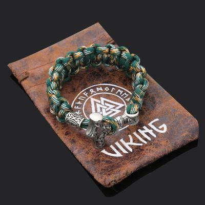 China 2022 New Norse FASHIONABLE Viking Stainless Steel Thor Mjolnir Hammer Camouflage Paracord Bracelet for sale