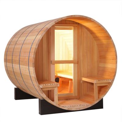 China Computer Control Panel Made in China 3 Person Sauna and Outdoor Accessories Wood/Garden Traditional Cedar Barrel Red Sauna for sale