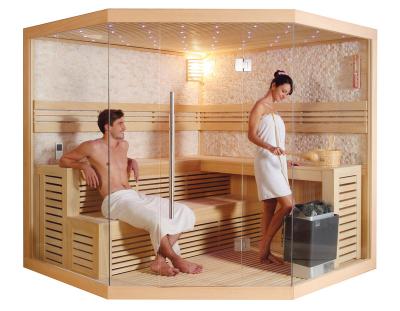 China Computer Control Panel Customizabel 6 People Infared Indoor Wooden Square Far 1 Sauna Room for sale