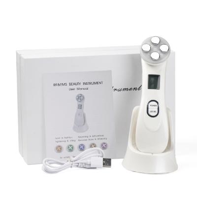 China Mini Home Use 5 Lightweight Anti Aging Face Lift RF Face Lifting Tighten Massage Beauty Machine LED Photon Light RF Mesotherapy Skin for sale