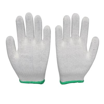 China Protective Hand 7/10 Gauge 480g Bleached White Thin Cotton Working Anti Slip Household Hand Gloves For Training for sale