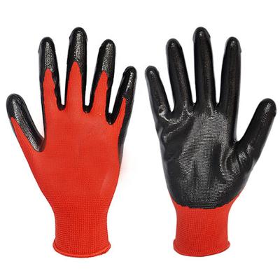 China Cheap Waterproof Black Nitrile 3/4 Winter Dip Coated Cotton Hand Nitrile Gloves Safety Protector Lined Outdoor Work Gloves for sale