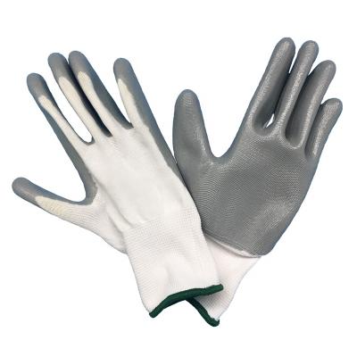 China Malaysia Supplier Anti Cut Poly Cotton Protective White Blend Oil Resistant Nitrile Hand Gloves for sale