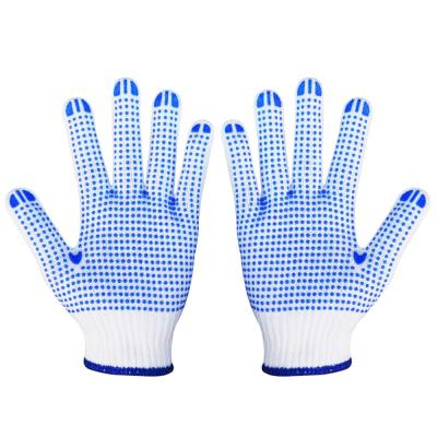 China Protective Hand 10 Gauge Laundered White PVC Dotted Coated Cotton Knitted Working Gloves for sale