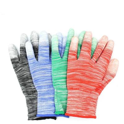 China Protective Hand Cheap Led Industry Carbon PU Nylon Fingertip Coated Electronics Working ESD Conductive Anti-Static Gloves for sale