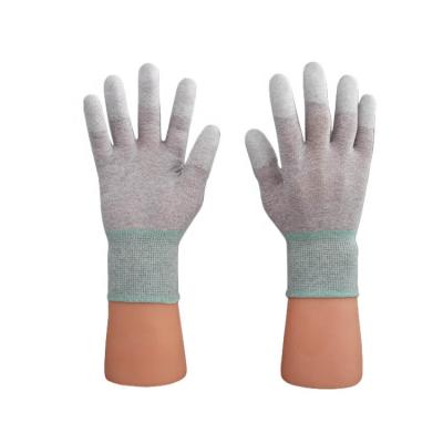 China Cheap Protective Hand Price Polyester Carbon Fabric Fingertip Coated Work PU ESD Anti-Static Gloves For Electronics for sale