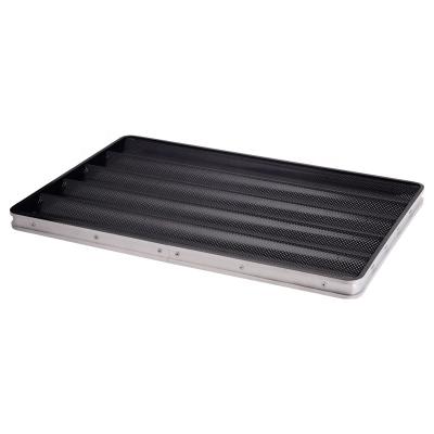 China Sustainable Customized OEM Bakery Kitchen Use 5Rows Nonstick French Loaf Pans Long Bread Baking Tray for sale