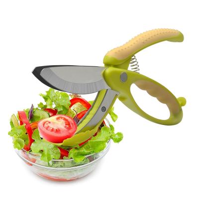 China Kitchen Cutting Foods Professional Multi Function Kitchen Shears Chef Chopped Salad Scissors Tongs For Vegetable Fruit Cleaver With Anti-Slip Handle for sale