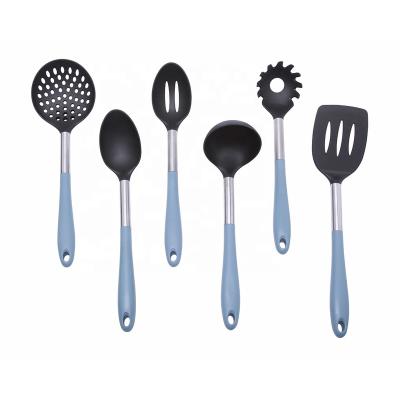 China Sustainable Hot Sale 6pcs Nylon Utensil With PP Handle, Stainless Steel In Handle for sale