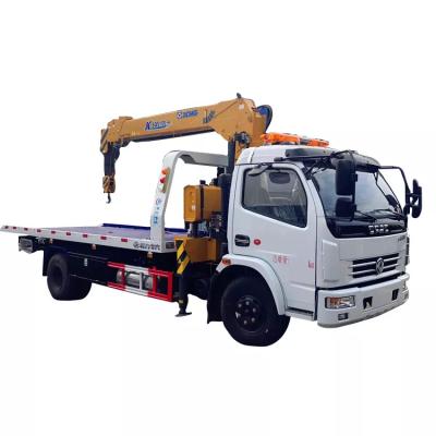 China Diesel- Preissenkung Wrecker-LKW 90km/h hydraulischer Flachbett-Tow Truck With Crane zu verkaufen