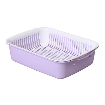 China Double-Layer Sustainable Healthy Square Plastic Drain Basket Fruit And Vegetable Storage Basket for sale