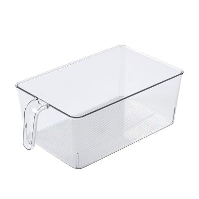 China Large Freshness Preservation PET Food Organizer Rectangular Transparent Box Refrigerator Storage Box With Handle for sale