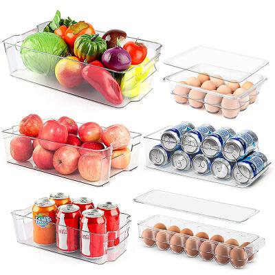 China Freshness Preservation Amazon Hot Selling 6-Piece Set Kitchen Storage Box Transparent Egg Box Drinks Fridge Easy Storage Box for sale