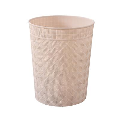 China Viable plastic basket paper kitchen office living room style rattan bucket household sanitary trash can for sale