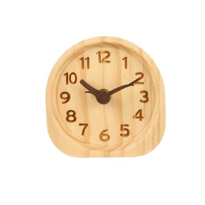 China Best Price Natural Wood High Quality Wholesale Arched Digital Desk Office Wooden Clock for sale