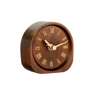 China New Desk Table Clocks Retro Wooden Alarm Clocks Custom Design Simply Contemporary for Living Room Bedroom Promotional Gift for sale