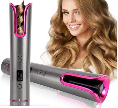 China Portable Mini Cordless Usb Rechargeable Hair Radio Automatic Fast Heating Hair Curler Rotating Rolling Curling Roller for sale