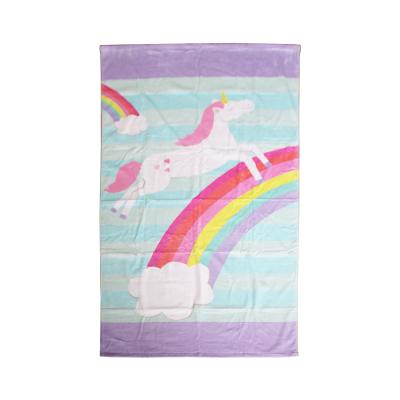 China QUICK DRY Custom Design Animal Unicorn Velvet Bath Beach Towel Reactive Printing Cut for sale