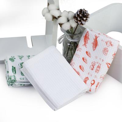 China QUICK DRY Custom Waffle Factory Price Cleaning Cloth Tea White Kitchen Towel 100% Cotton Towel for sale