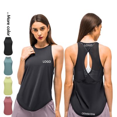 China Xsunwing Breathable Sports Blouse Solid Color Quick-drying Fitness Clothing Gym Yoga Vest Loose Sleeveless Exercise Tops For Women for sale