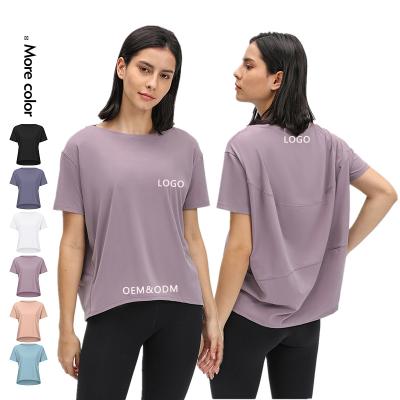 China Xsunwing LOGO Woman Tee Basics Tee Crewneck Tees Breathable Custom Loose Run Sports Moisture Wicking Performance T-Shirt for sale