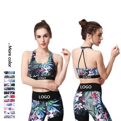 China Custom LOGO Xsunwing Four Way Stretch High Impact 3d Women Printed Fabric Fitness Bra Cup S-XL Padded Gym Wear Ladies Running Bra sport yoga upper throat for sale