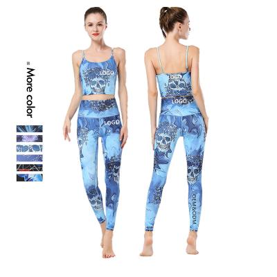 China Wholesale Xsunwing Four Way Stretch Sports Suit Women Track Fitness Printed Running Suit Yoga Set Gym Sportswear Gaiters Womens Jogger Suit Set for sale