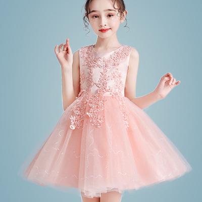 China Hot-selling Washable Dress Kids Sleeveless Pink Dress Wedding Kids Tutu Skirts for sale