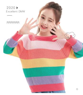 China 60223 Anti-wrinkle Babies Boys Rainbow Stripe Knit Cute Kid Sweater for sale