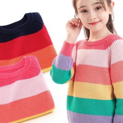 China 60223 Anti-wrinkle Babies Boys Rainbow Stripe Sweater Knit Cute Kid Sweater for sale