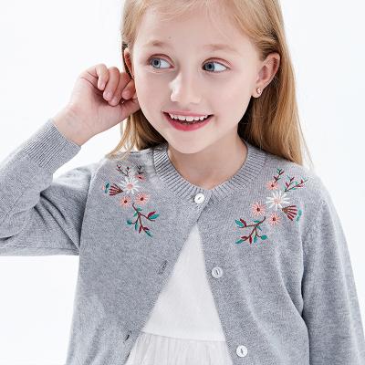 China Anti-wrinkle 66117 2020 Autumn Baby Girl Sweater Soft Knitting Embroidered Cute Embroidered Gray Sweater Baby Girl Sweater for sale