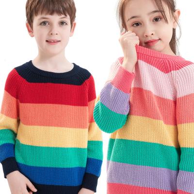 China 60223 Unisex Anti-wrinkle Babies Boys Rainbow Stripe Knit Cute Kid Sweater for sale