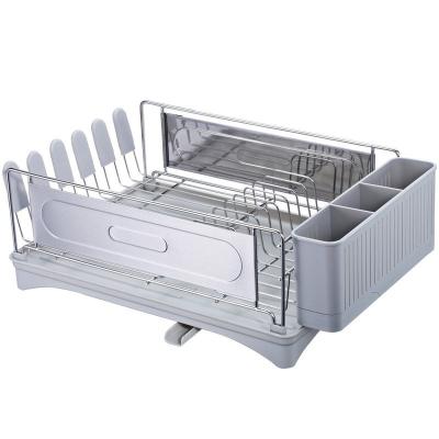 China Sustainable Dish Rack With Swivel Spout Mono Layer Kitchen Dish Rack Compact Dish Rack Set for sale