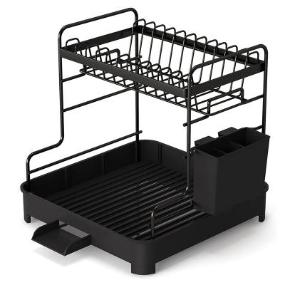 China Viable 2-Tier Dish Rack for Kitchen Counter with Large Capacity Kitchen Dish Drying Rack for sale