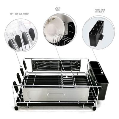 China Sustainable Small Dish Rack 2-Tier Dish Drying Rack And Dish Rack Set For Kitchen Countertop Easy Assemble Large Capacity Dish Drying for sale