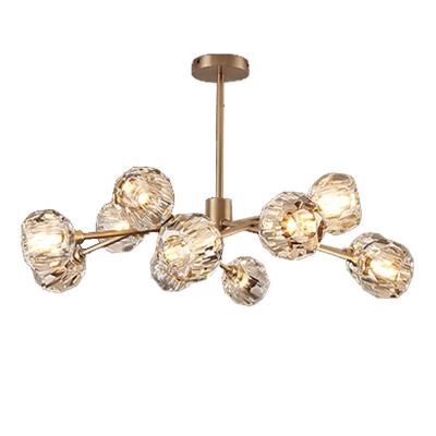 China Luxury Modern Copper Crystal Ball Light Fixtures Led Lighting Home Chandelier for sale