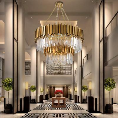 China Modern Customized Luxury Large Design Crystal Pendant Lights Chandelier For Hotel for sale