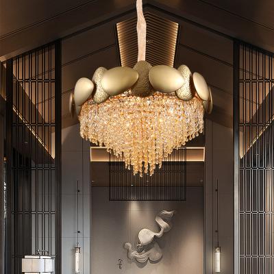 China Modern Luxury Lamps Crystal Ball Light Fixtures Modern Home Copper Pendant Chandeliers for sale