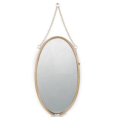 China New Modern Luxury Gold Home Decor Mayco Frame Wall Hanging Oval Mirror With Chain for sale