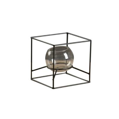 China Mayco new modern black geometric metal home decor classic/postmodern table top and decoration glass flower vase for sale