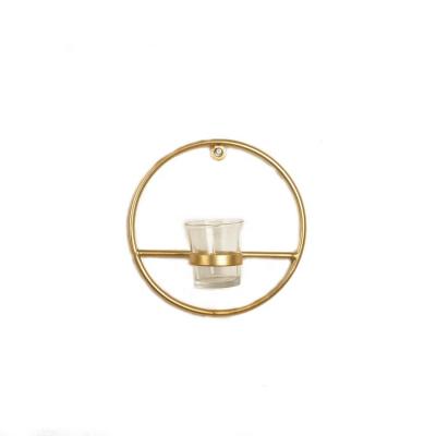 China Modern Luxury Morden Mayco Home Decor Candlestick Gold Iron Glass Wall Hanging Mounted Sconce for sale