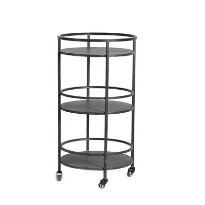 China Modern Mayco Serving Cart 3 Tier Metal Round Bar Food Service Cart With Wheels for sale