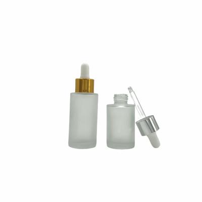 China Empty 20ml 30ml 40ml 50ml 60ml 80ml 100ml 120ml Personal Care Flat Shoulder Frosted Clear Glass Bottle With Aluminum Pump Sprayer for sale