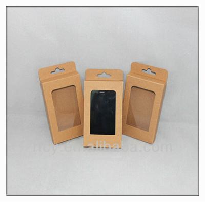 China Recycled materials customized kraft paper packaging box for iphone case with window for sale