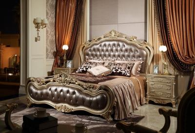 China Luxury furniture online stores for Big house and Villa of King bed by Craft wood with Italy Leather headboard for sale