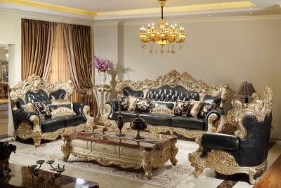 China Luxury Classic Living room Sofa sets online direct sales price by Beech wood carfted and Import Italy Leather upholstery for sale