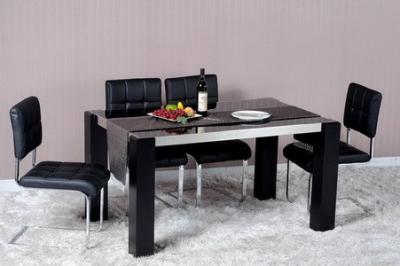 China Modern Dining Room Furniture,Wood/Stainless Steel Dining Table,PU Chair for sale